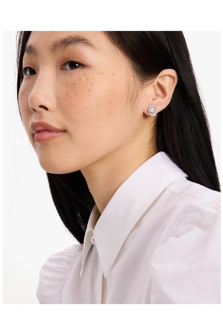 mini stud earrings, Alternate, color, CLEAR/ SILVER