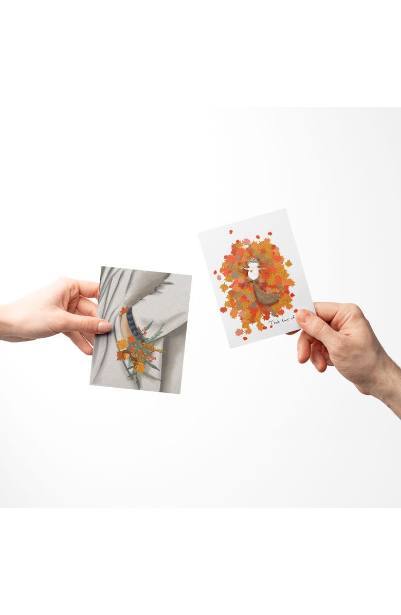 Ramus & Co Fall Pocket Flowers, Fall Dog Walk, Chipmunk Fall/Autumn Greeting Card Pack Sets, Alternate, color, 