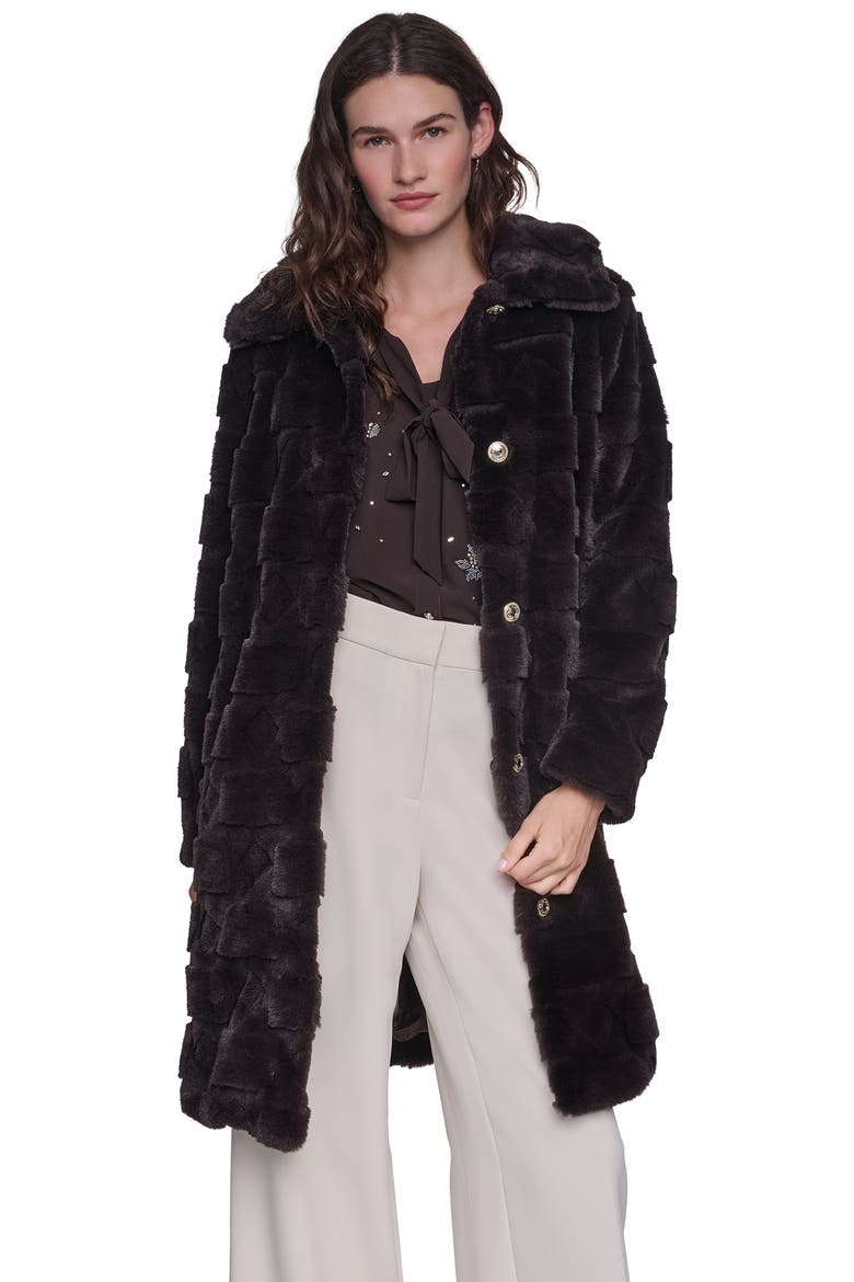 Faux Fur Coat, Alternate, color, CHOCOLATE