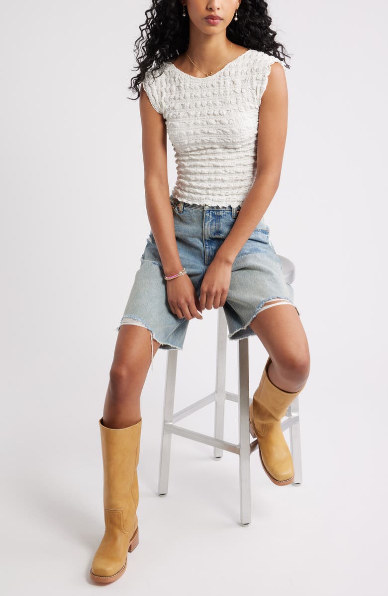 BP. Textured Open Back Knit Top, Alternate, color, Ivory