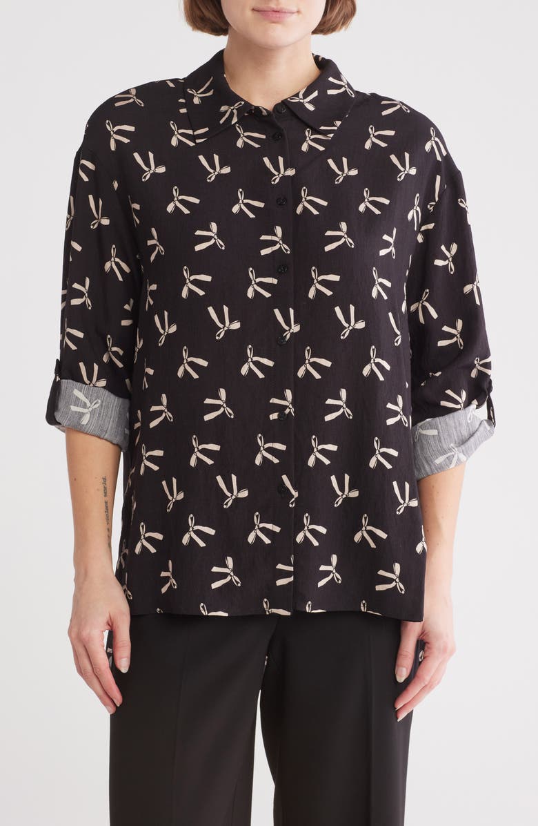 Adrianna Papell Bow Button-Up Shirt, Main, color, 