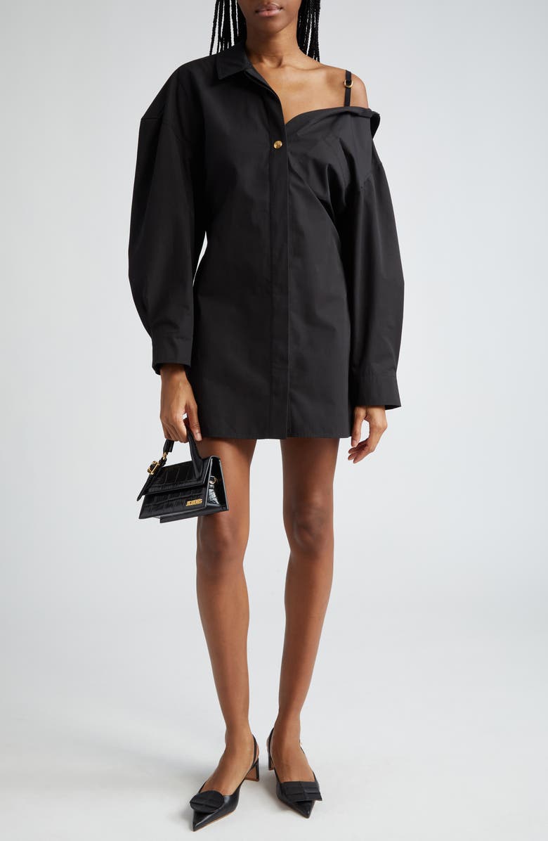 Jacquemus La Mini Robe Chemise Long Sleeve Shirtdress, Main, color,