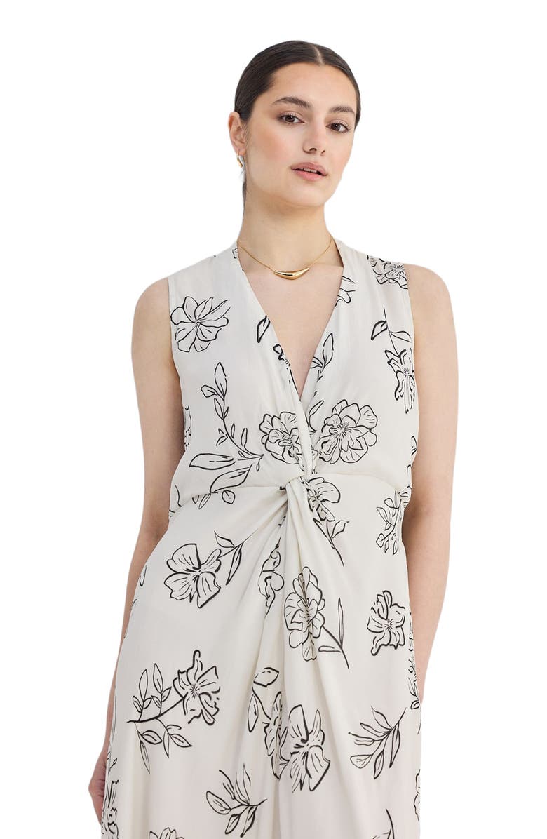 Reistor Front Twist Maxi dress in Black Florals, Alternate, color, Flowers In The Wind