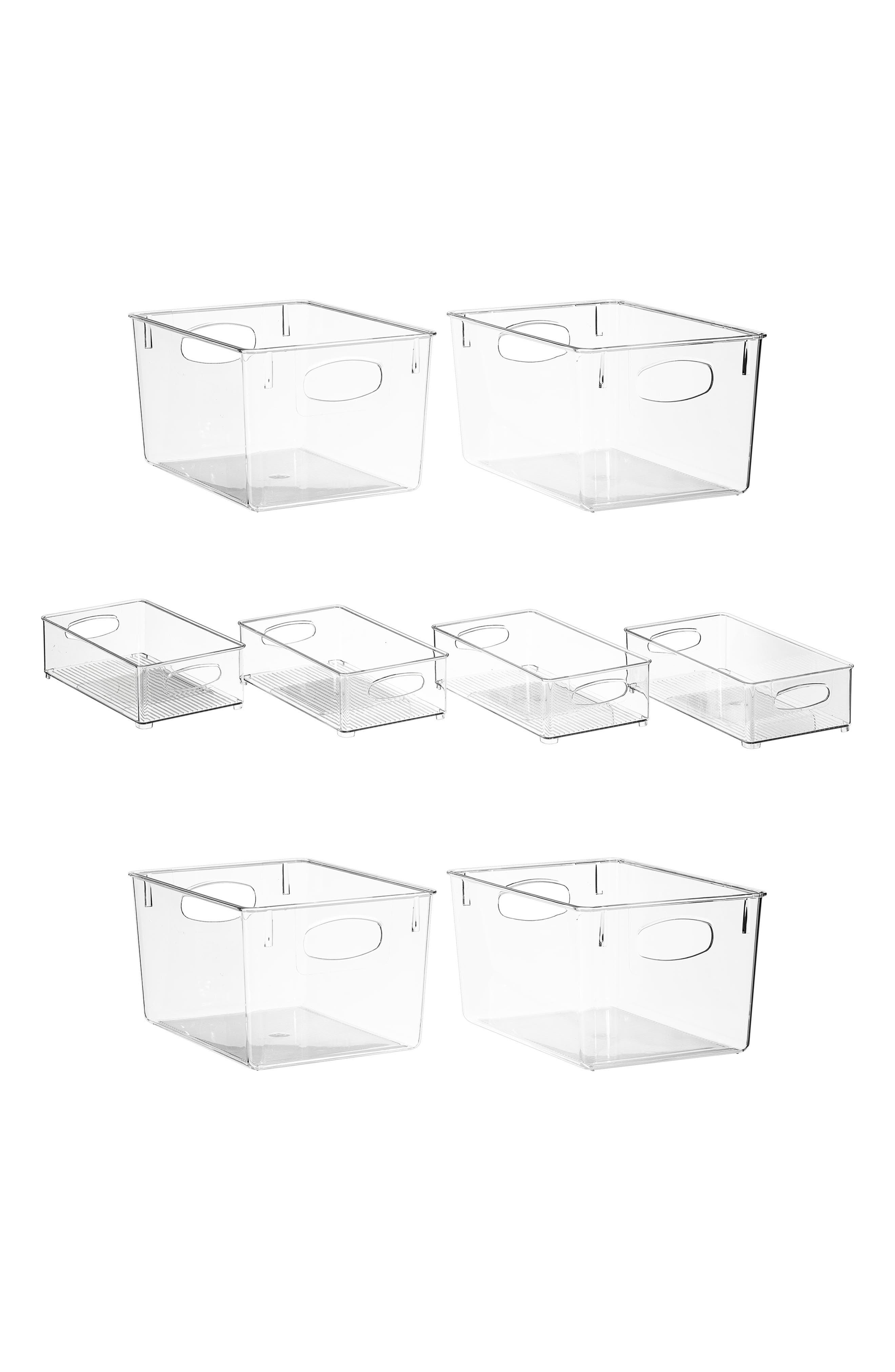 SORBUS Set of 8 Clear Fridge Organizer Bins
