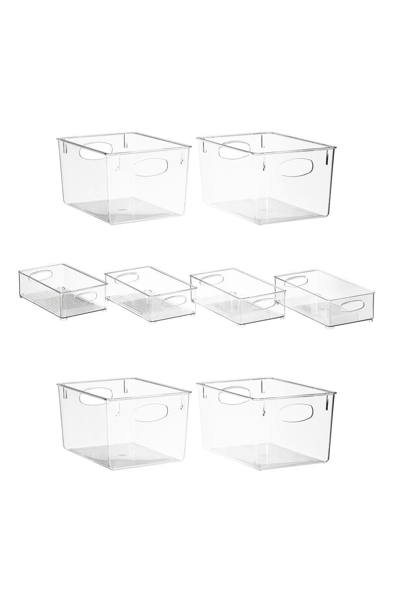SORBUS Set of 8 Clear Fridge Organizer Bins, Main, color, Clear