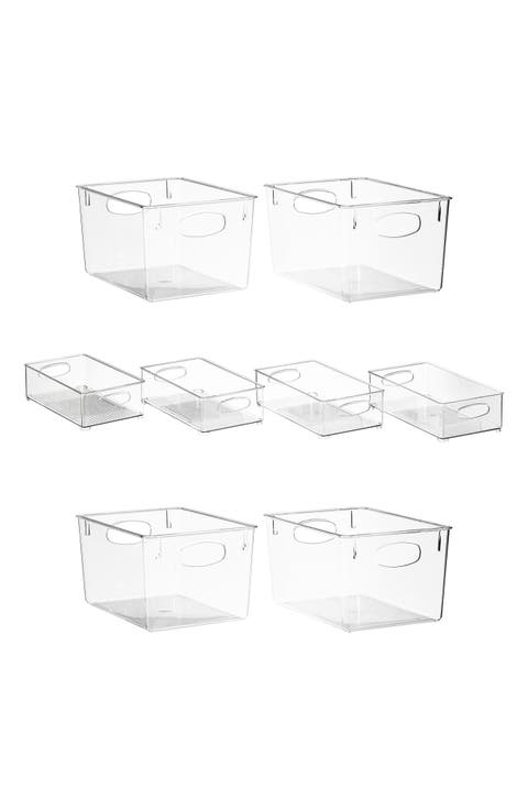 Set of 8 Clear Fridge Organizer Bins