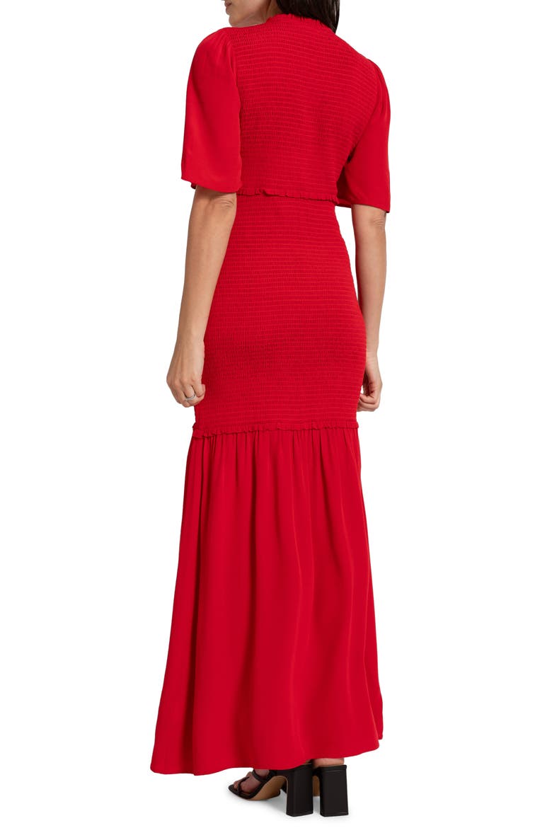 Smocked Maternity-to-Nursing Maxi Dress, Alternate, color, CORAL