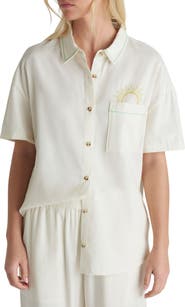 Hurley Goldie Embroidered Boyfriend Button-Up Shirt