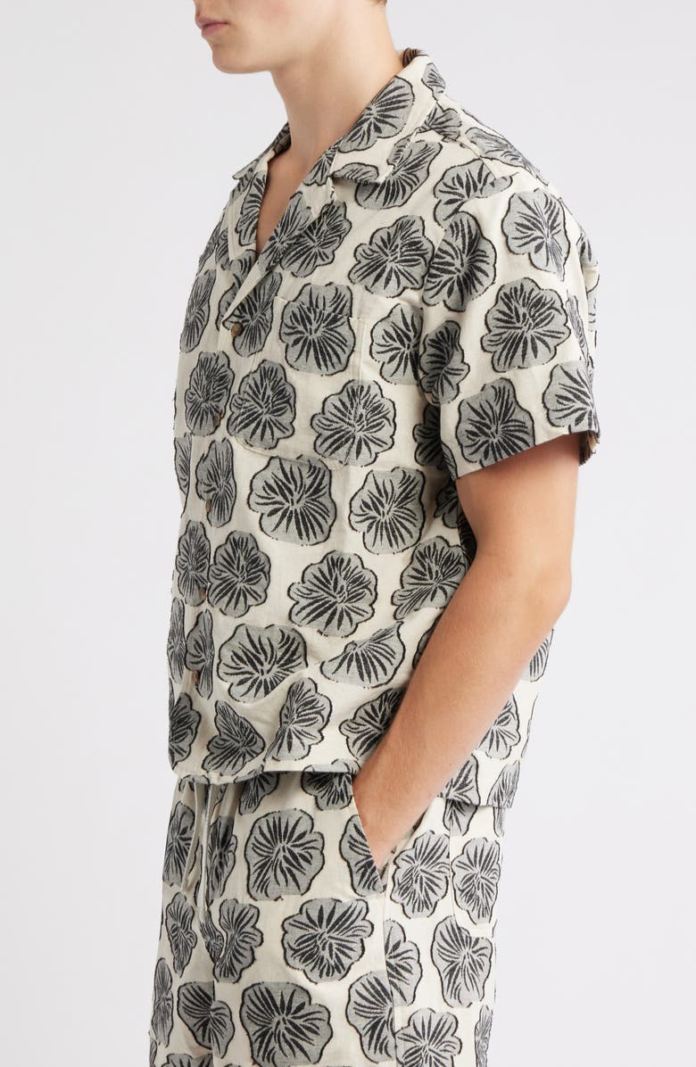RIZORT Hibiscus Print Camp Shirt, Alternate, color, White