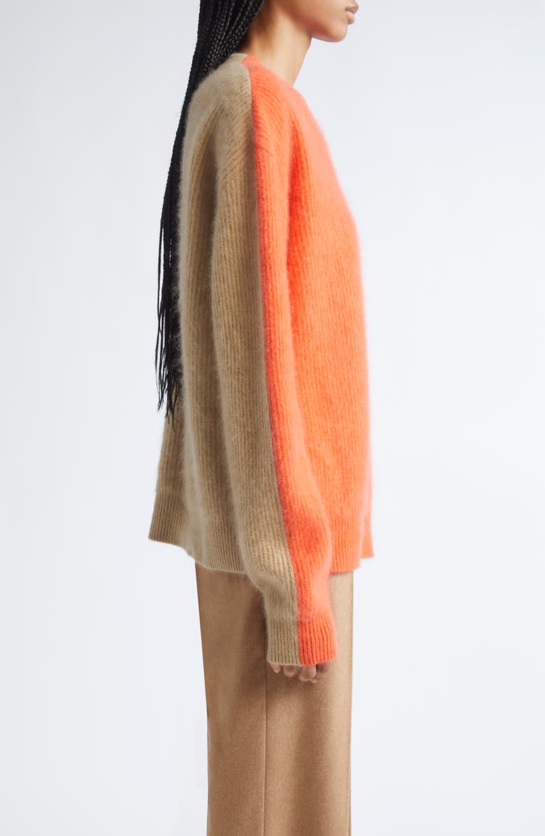 ZANKOV Halas Colorblock Rib Merino Wool & Cashmere Crewneck Sweater, Alternate, color, Persimmon