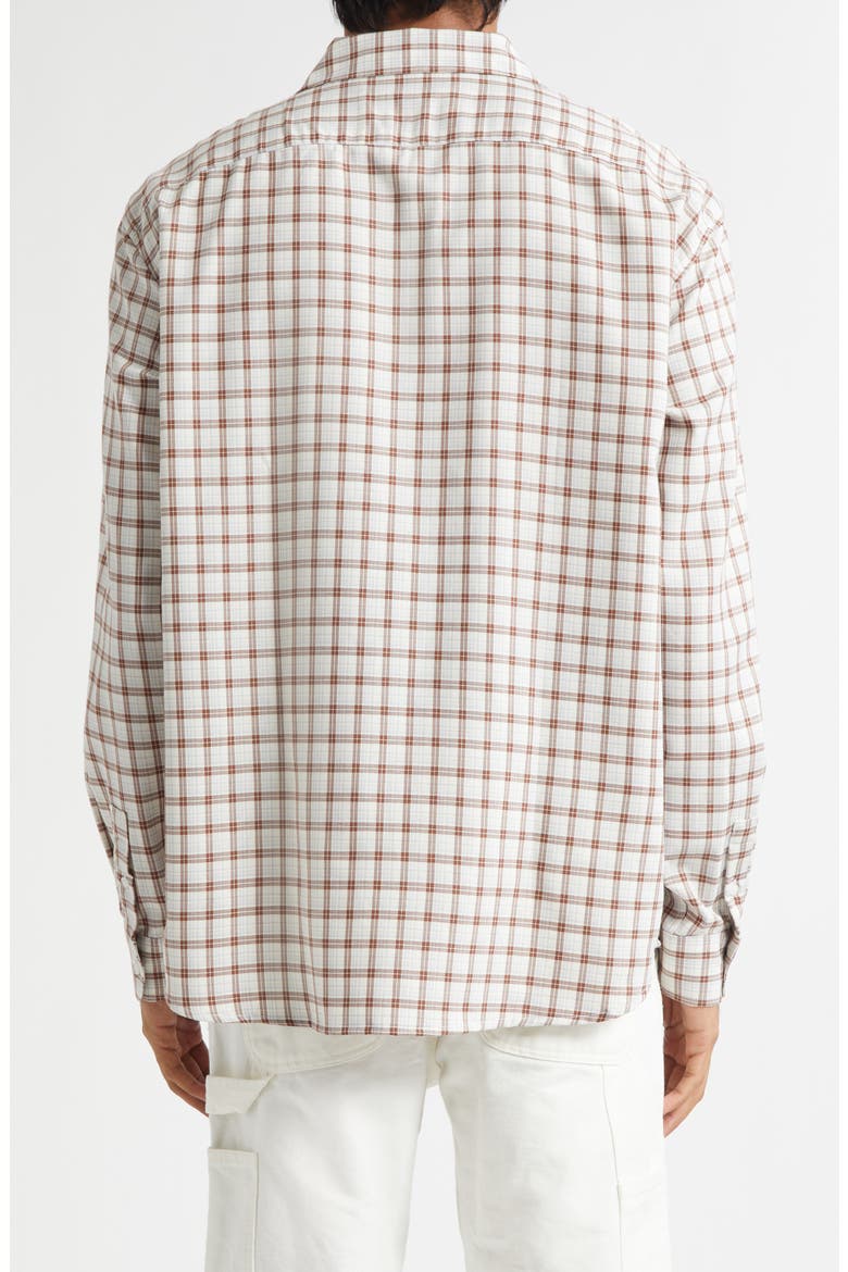 Plaid Cotton & Wool Button-Up Shirt, Alternate, color, WHITE/ BROWN