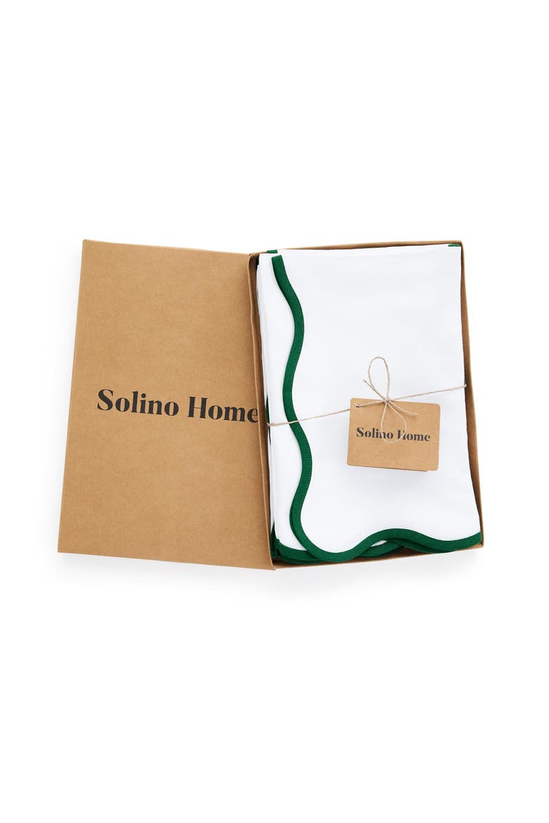 Linen Dinner Napkins Set of 4, 20 Inch Round - Giselle Scallop Edge, Alternate, color, Christmas Green and White