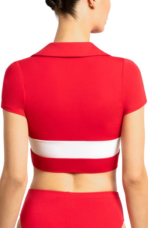 Robin Piccone Babe Stripe Short Sleeve Bikini Top