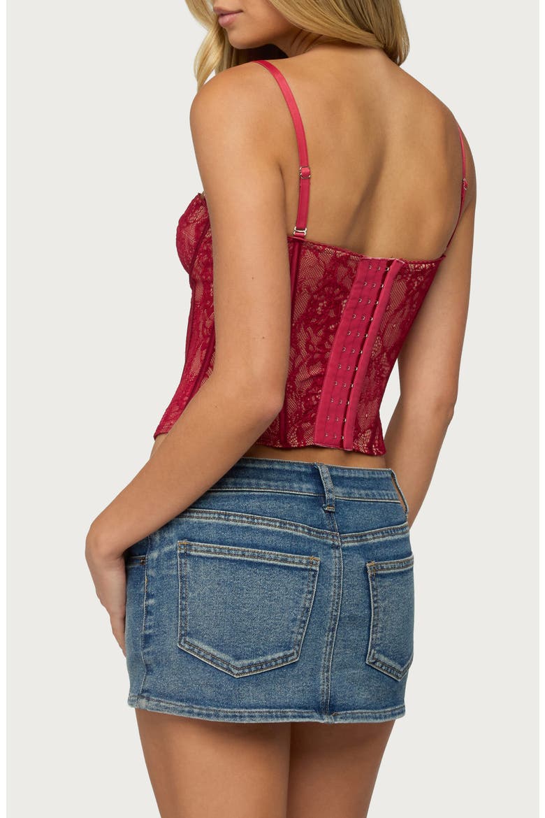 Saffire Crop Lace Corset Top, Alternate, color, BURGUNDY