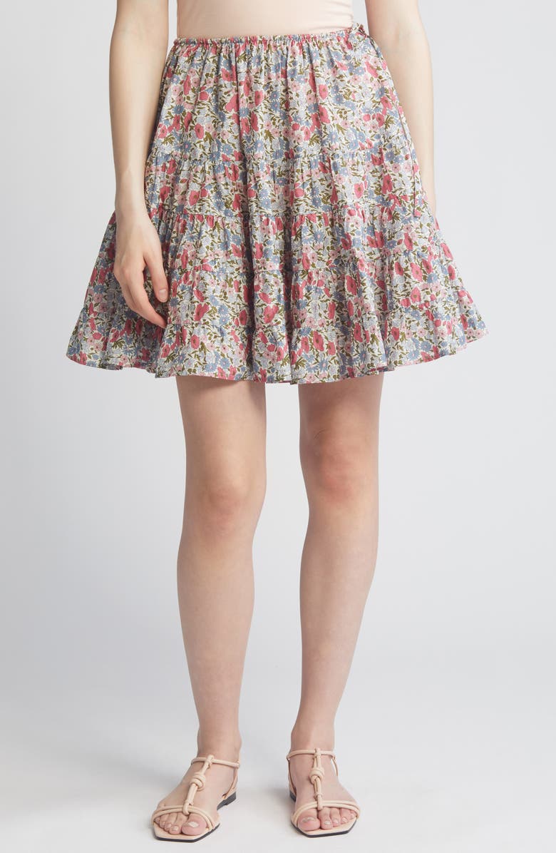 Merlette x Liberty London Hill Floral Print Cotton Tiered Skirt, Main, color, 