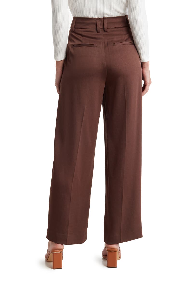 Satin Wide Leg Trousers, Alternate, color, NUTWOOD