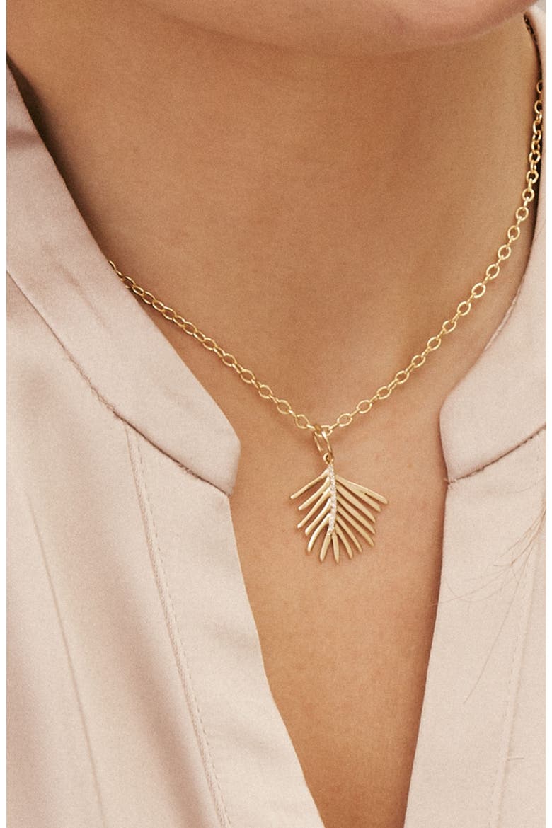 Palm Leaf Charm, Alternate, color, Gold