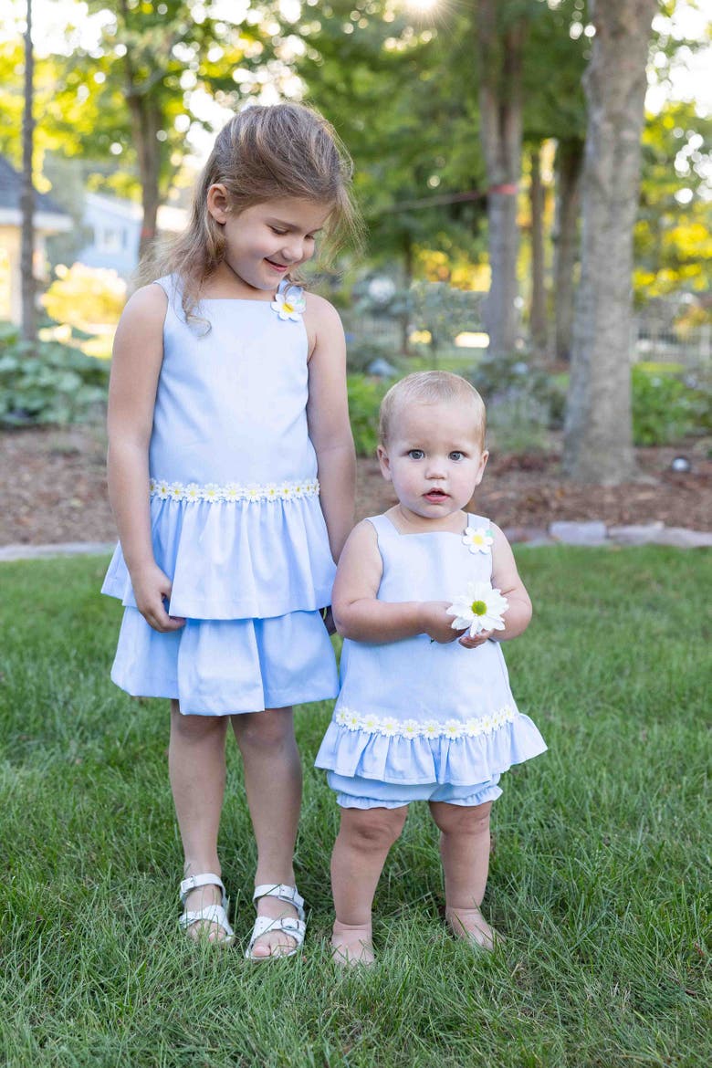 Pique Dress & Bloomer with Daisies, Alternate, color, Light Blue