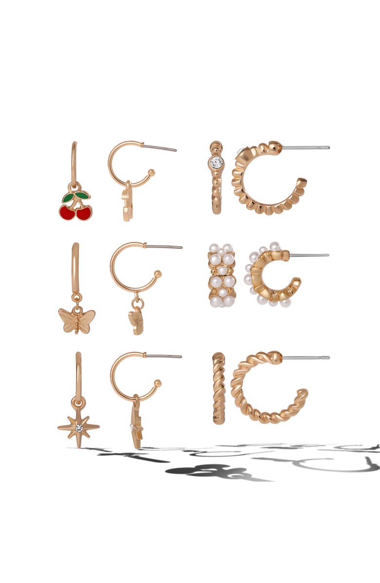 Jessica Simpson Gold Pearl Earrings Set, Alternate, color, Gold