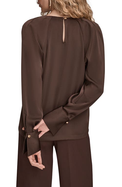 Donna Karan New York Chain Detail Long Sleeve Top In Brown