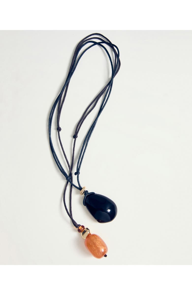 MANGO Combined Double Pendant Necklace, Alternate, color, Brown