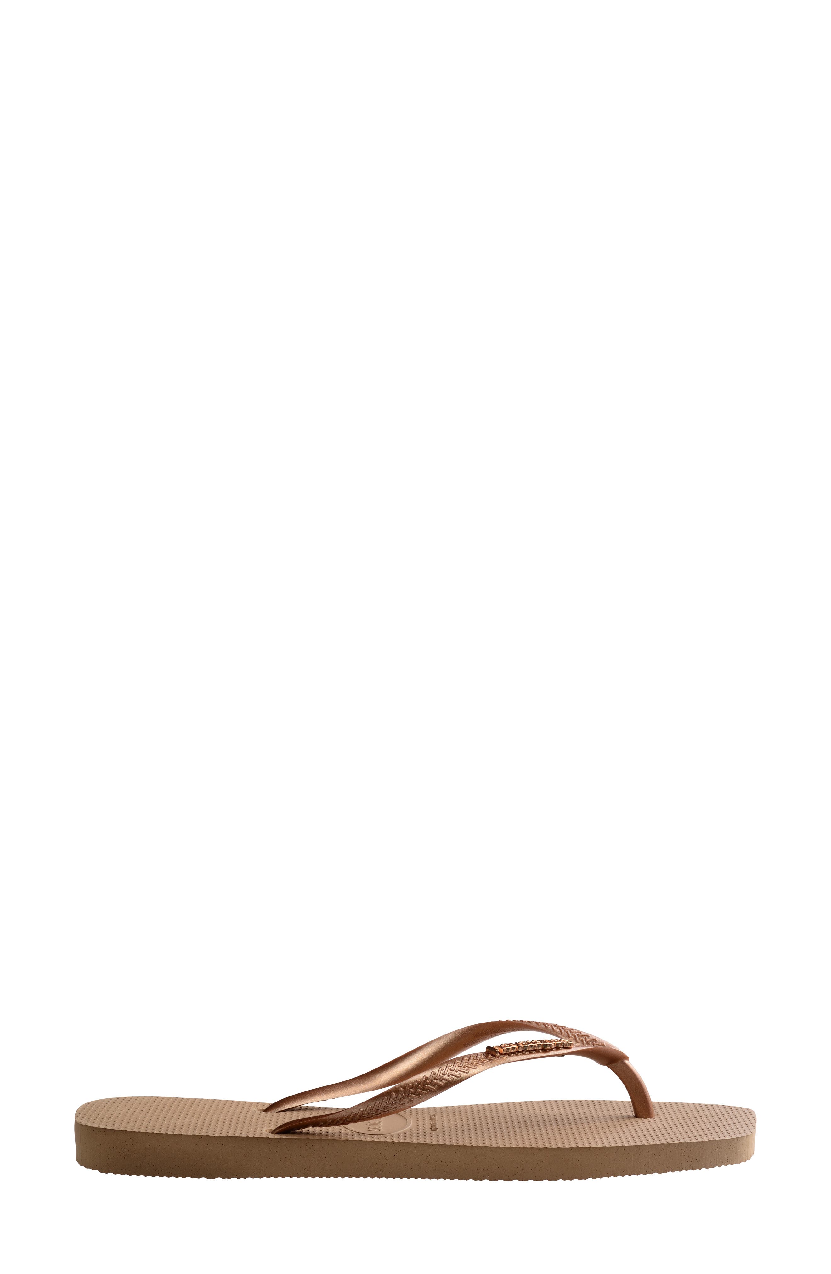 Havaianas Slim Square Logo Flip Flop, Alternate, color, Rose Gold/Rose