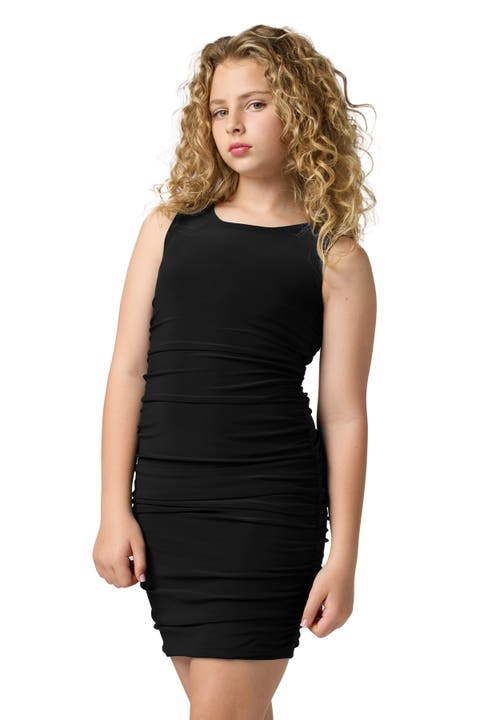 Ruched Fitted Tank Dress in Longer Length (Big Kid)