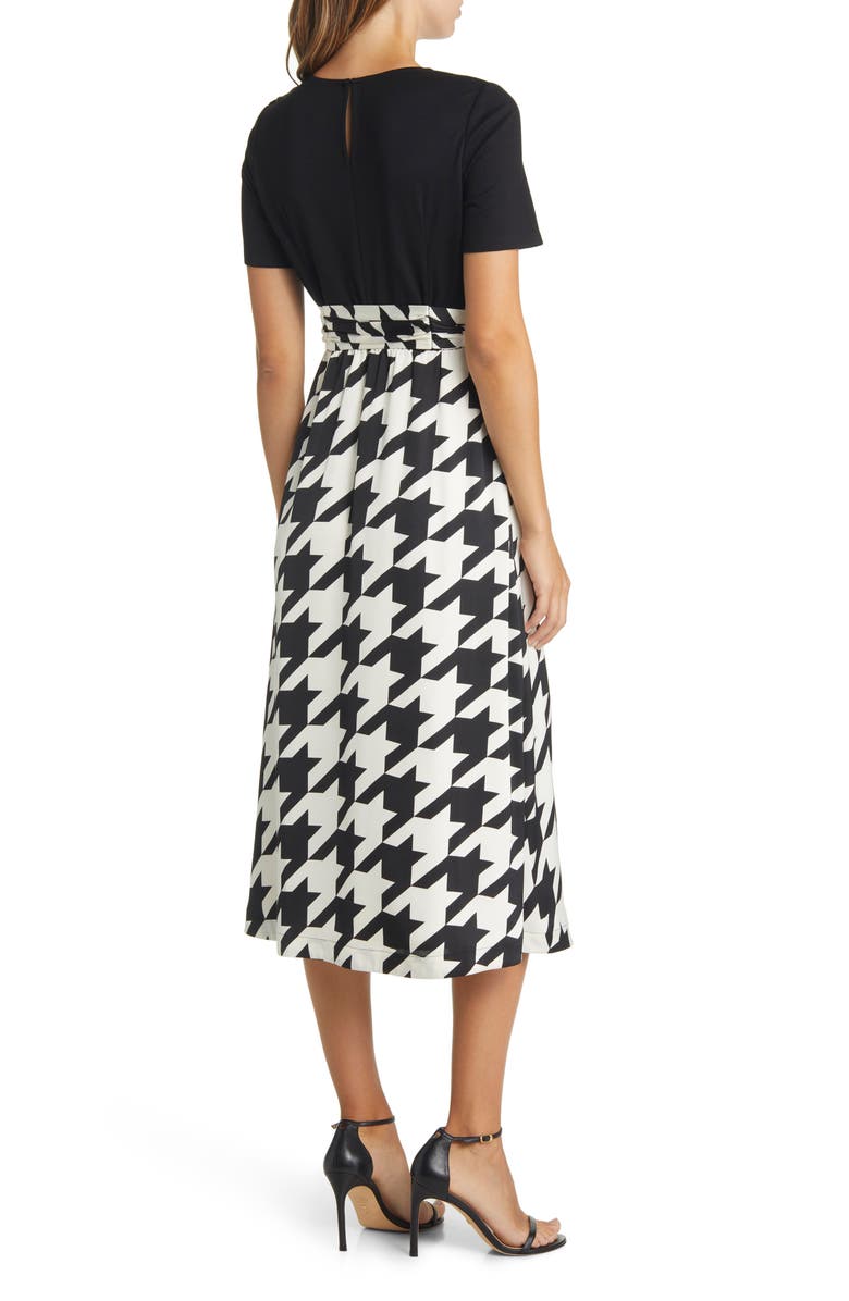 Anne Klein Houndstooth A-Line Midi Dress, Alternate, color,