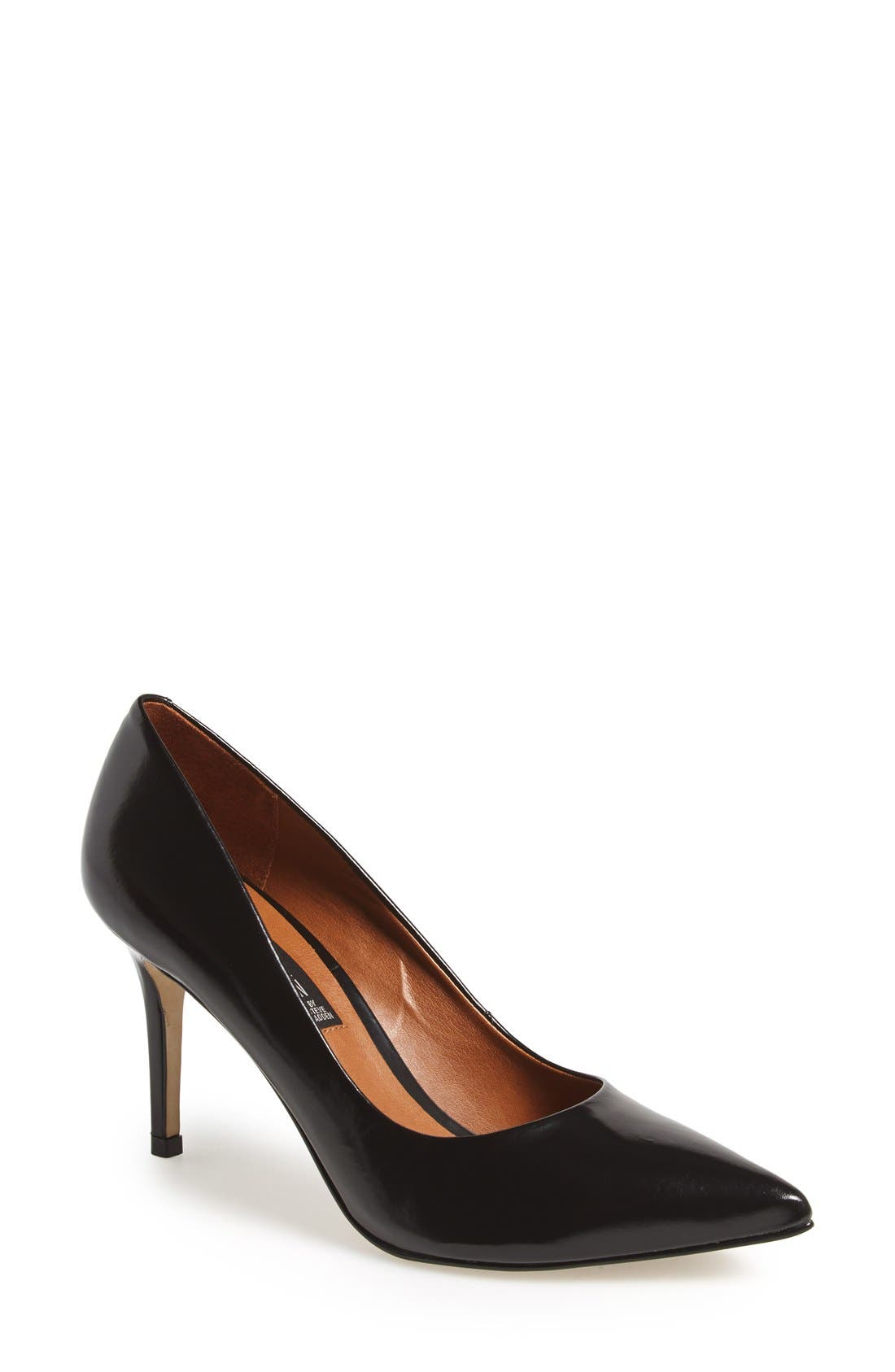 Steven by Steve Madden 'Shiela' Pointy Toe Pump, Main, color, BLACK LEATHER