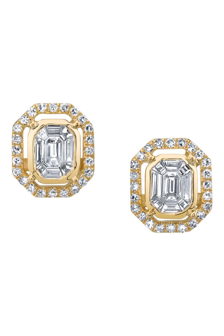 Diamond Pavé Halo Earrings, Main, color, DIAMOND