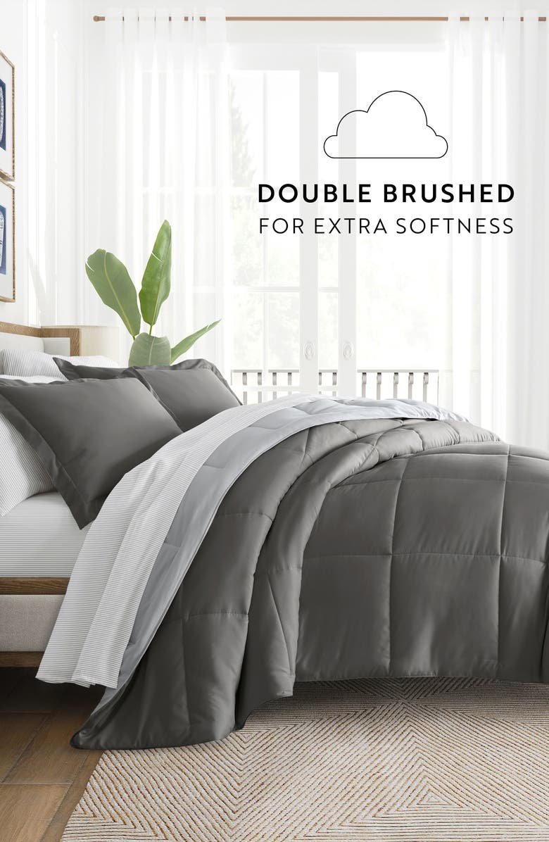 HOMESPUN 7-Piece Assorted Reversible Comforter Set, Alternate, color, Gray