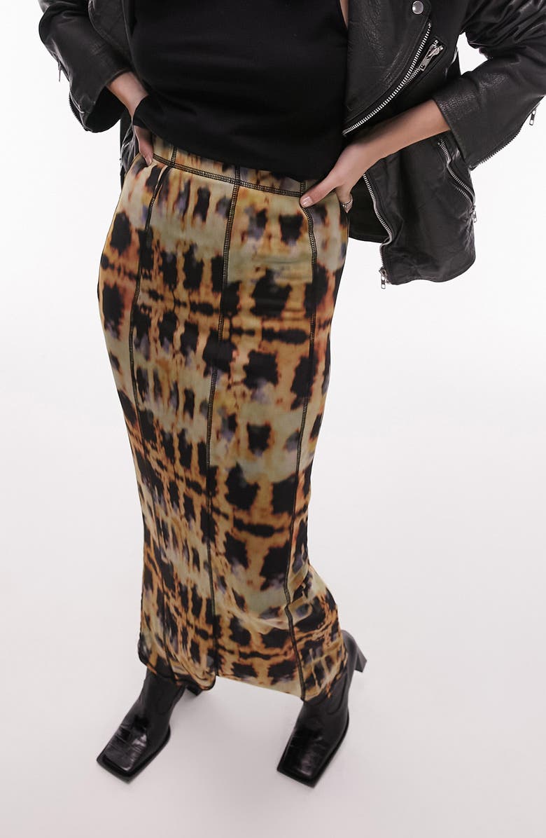 Topshop Tie Dye Midi Skirt, Alternate, color, 