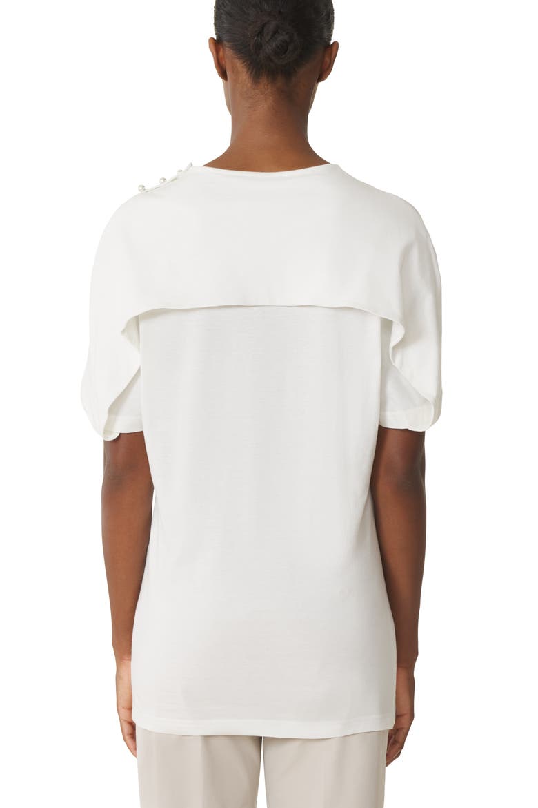 Cape-Effect T-Shirt In Cotton And Silk, Alternate, color, White
