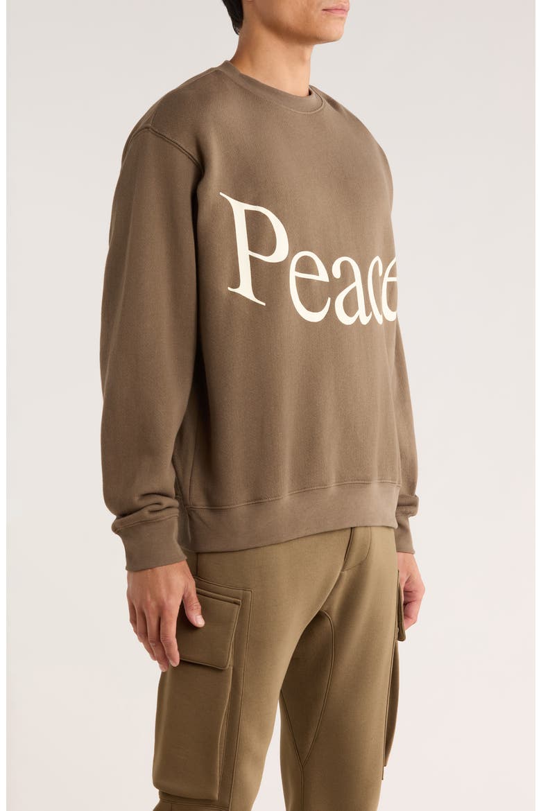 Jumbo Wordmark Cotton Fleece Crewneck Sweatshirt, Alternate, color, BROWN