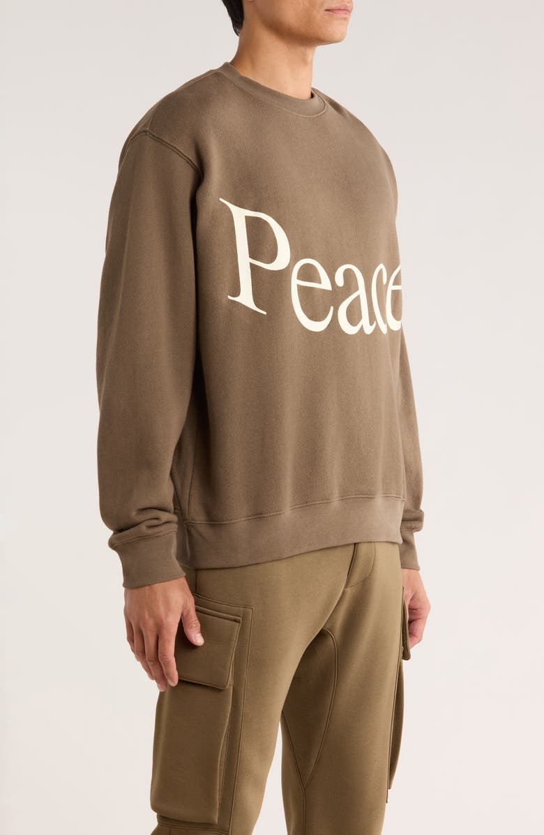 Museum of Peace & Quiet Jumbo Wordmark Cotton Fleece Crewneck Sweatshirt, Alternate, color, Brown