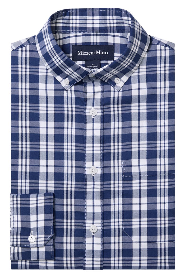 Kennedy Trim Fit Button-Down Shirt, Alternate, color, MIDNIGHT NAVY BECKETT PLAID