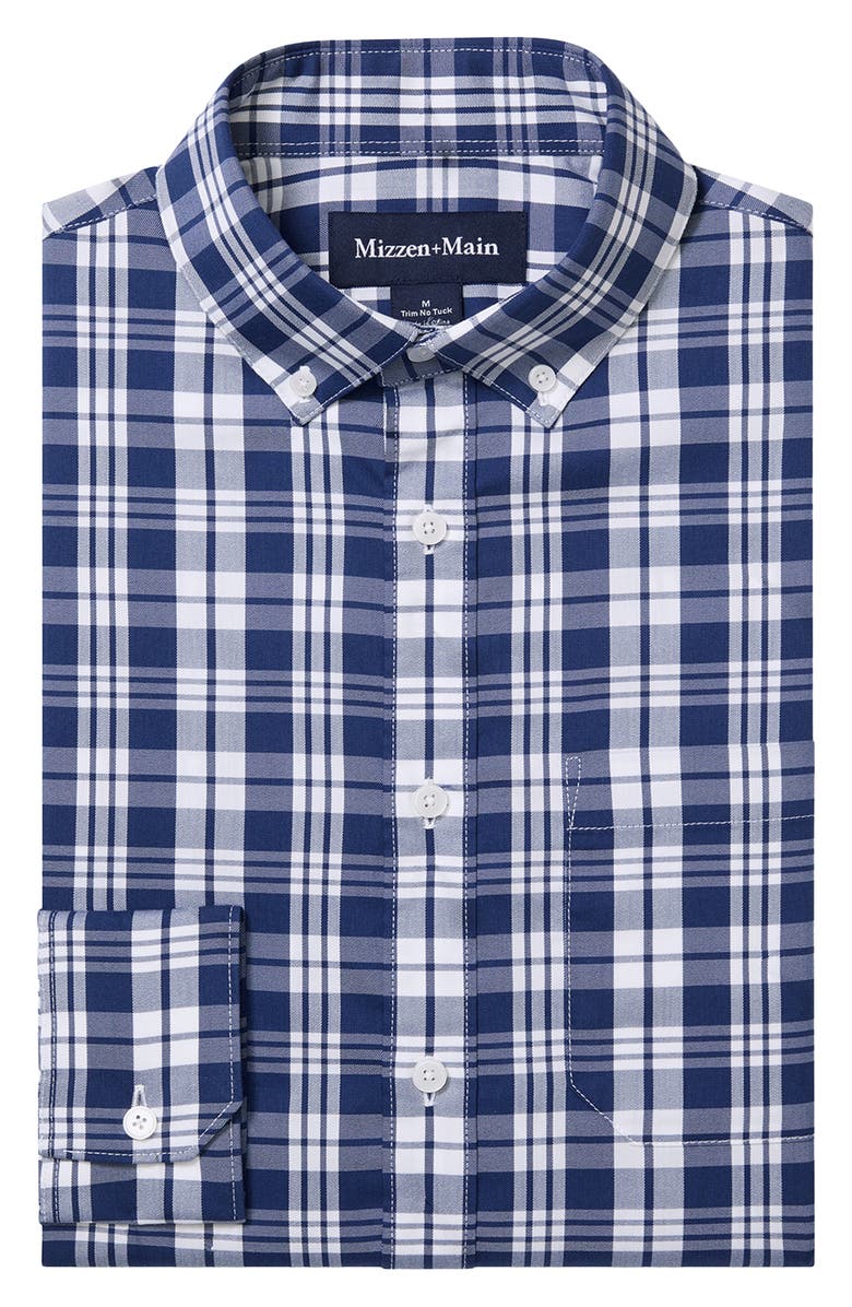 Mizzen+Main Kennedy Trim Fit Button-Down Shirt, Alternate, color, Midnight Navy Beckett Plaid