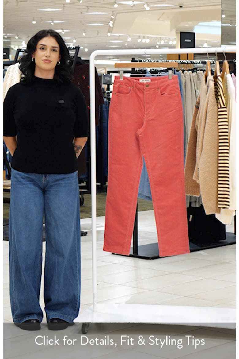 High Waist Corduroy Slim Straight Leg Jeans video