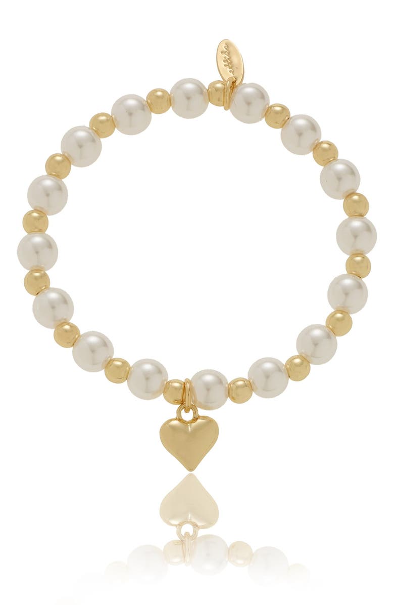 Ettika Faux Pearl Beaded Bracelet, Alternate, color, Gold