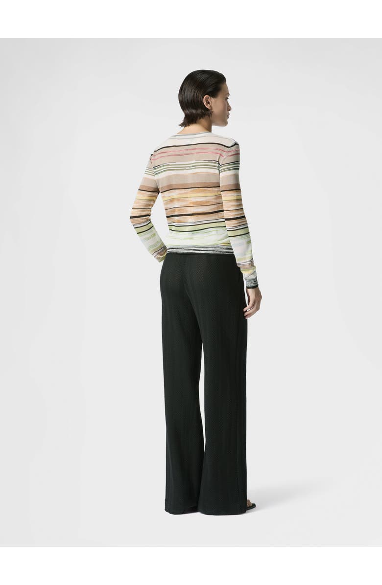 Missoni Striped Flame Viscose Crewneck Sweater, Alternate, color, Green& Brown