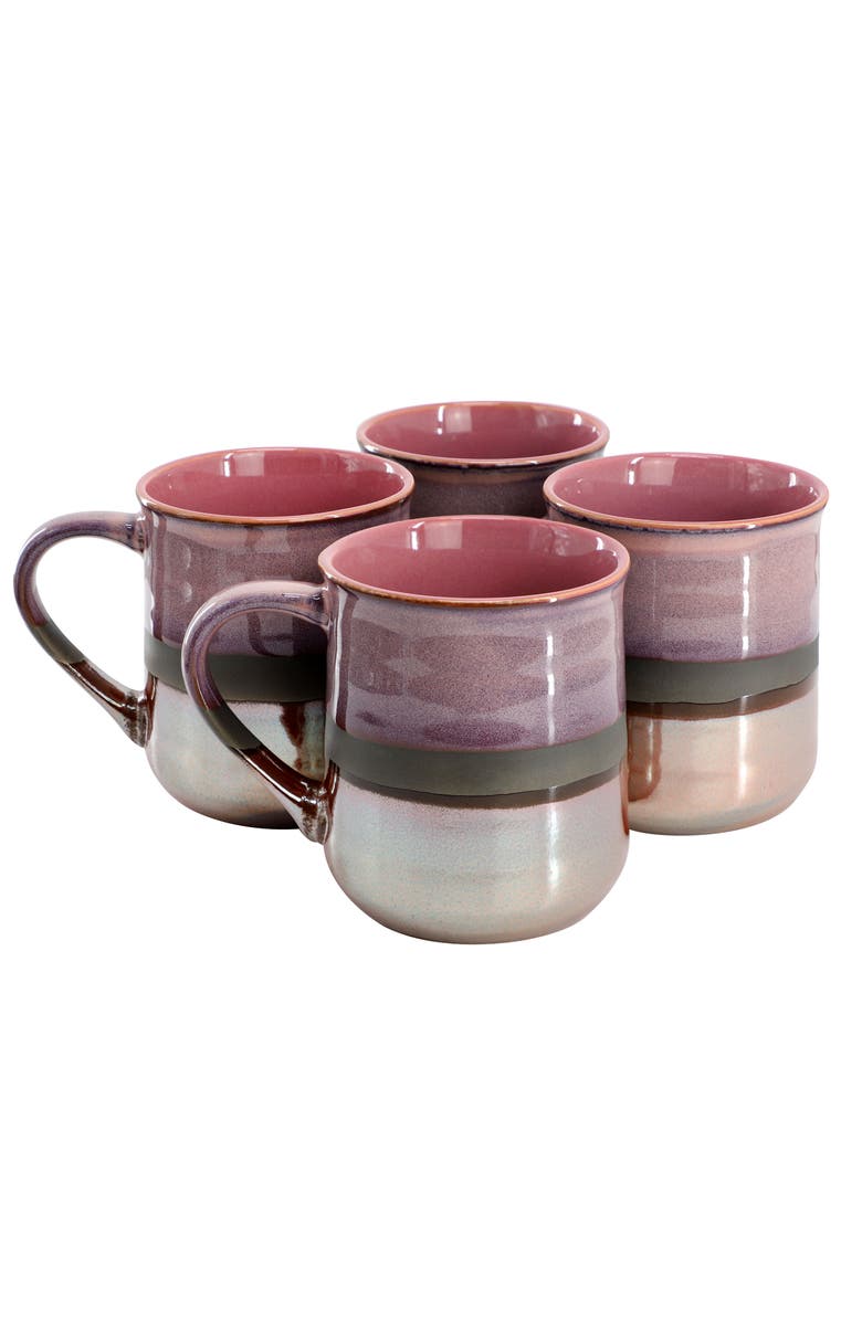 Gibson Home Copper Tonal 4 Piece 18 Ounce Stoneware Cup Set, Main, color, Pink