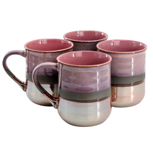 Gibson Home Copper Tonal 4 Piece 18 Ounce Stoneware Cup Set In Pink