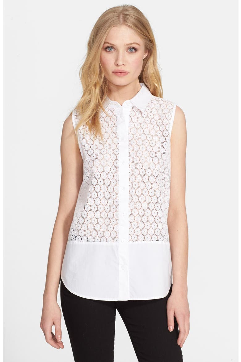 'Colleen' Eyelet Top, Main, color, BRIGHT WHITE