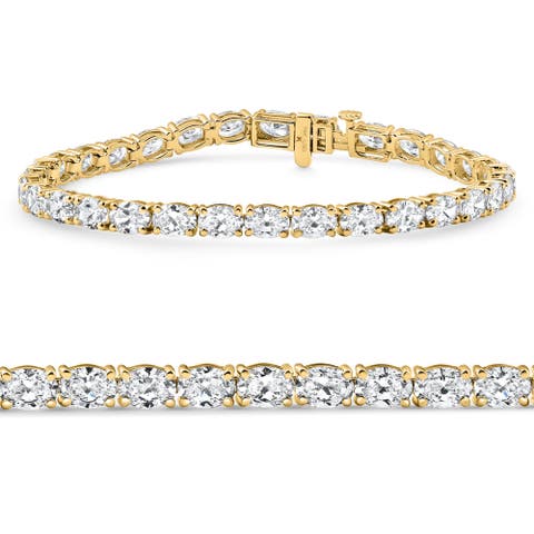 10.75Ct Oval Cut Diamond Tennis Bracelet 7" 14k Gold Lab Grown