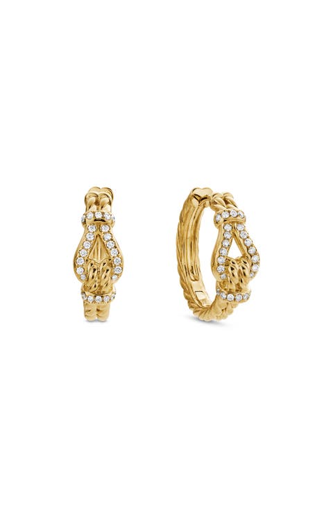 Thoroughbred Loop Hoop Earrings with Pavé Diamonds