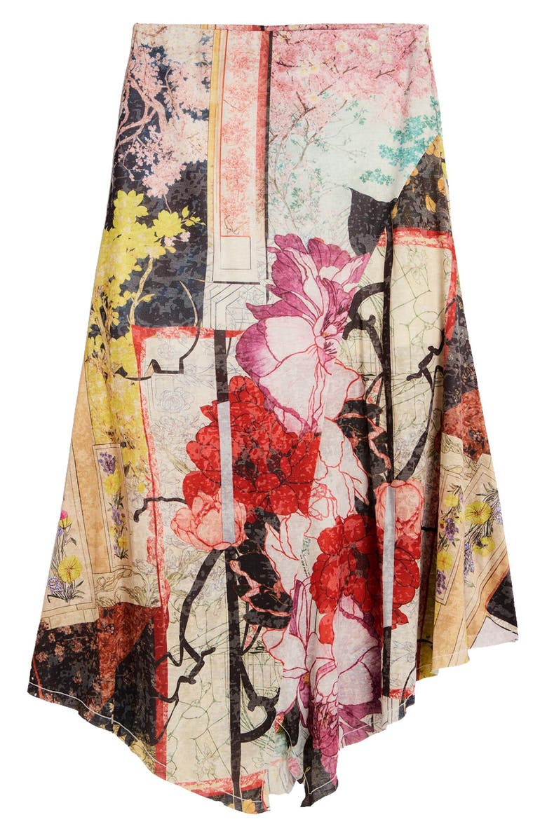 Desigual Patchwork Print Asymmetric Skirt, Alternate, color, Black