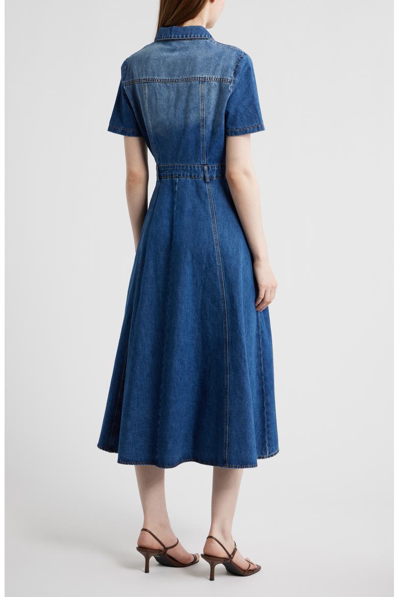 Cotton Blend Denim Midi Shirtdress, Alternate, color, MEDIUM DENIM
