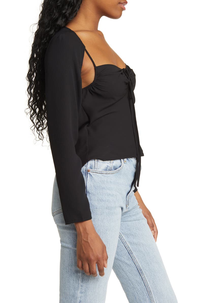 ASOS DESIGN Cutout Crop Blouse, Alternate, color,