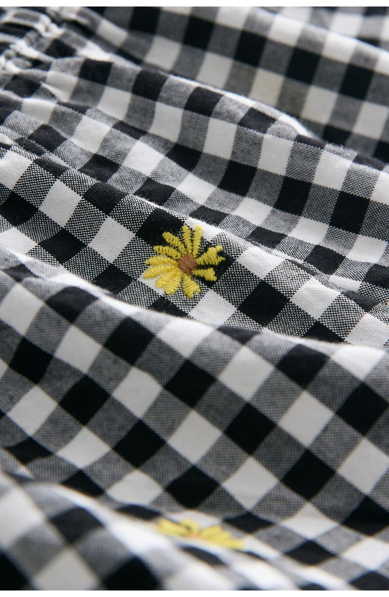 NEXT Kids' Gingham Ruffle Embroidered Cotton Romper, Alternate, color, Black Multi