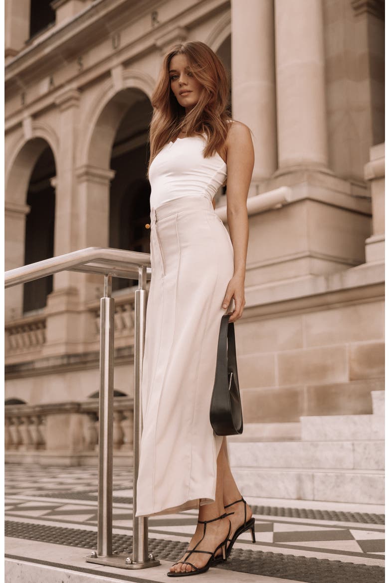 Wynona Pintuck Maxi Skirt, Alternate, color, BEIGE